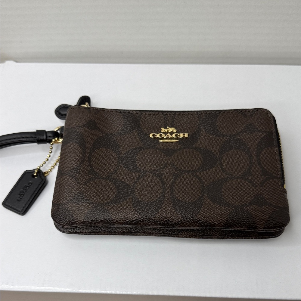 Coach Dark Brown Signature Wristlet